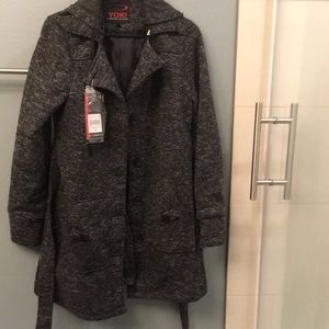 NWT - Tie-waist coat with removable hood